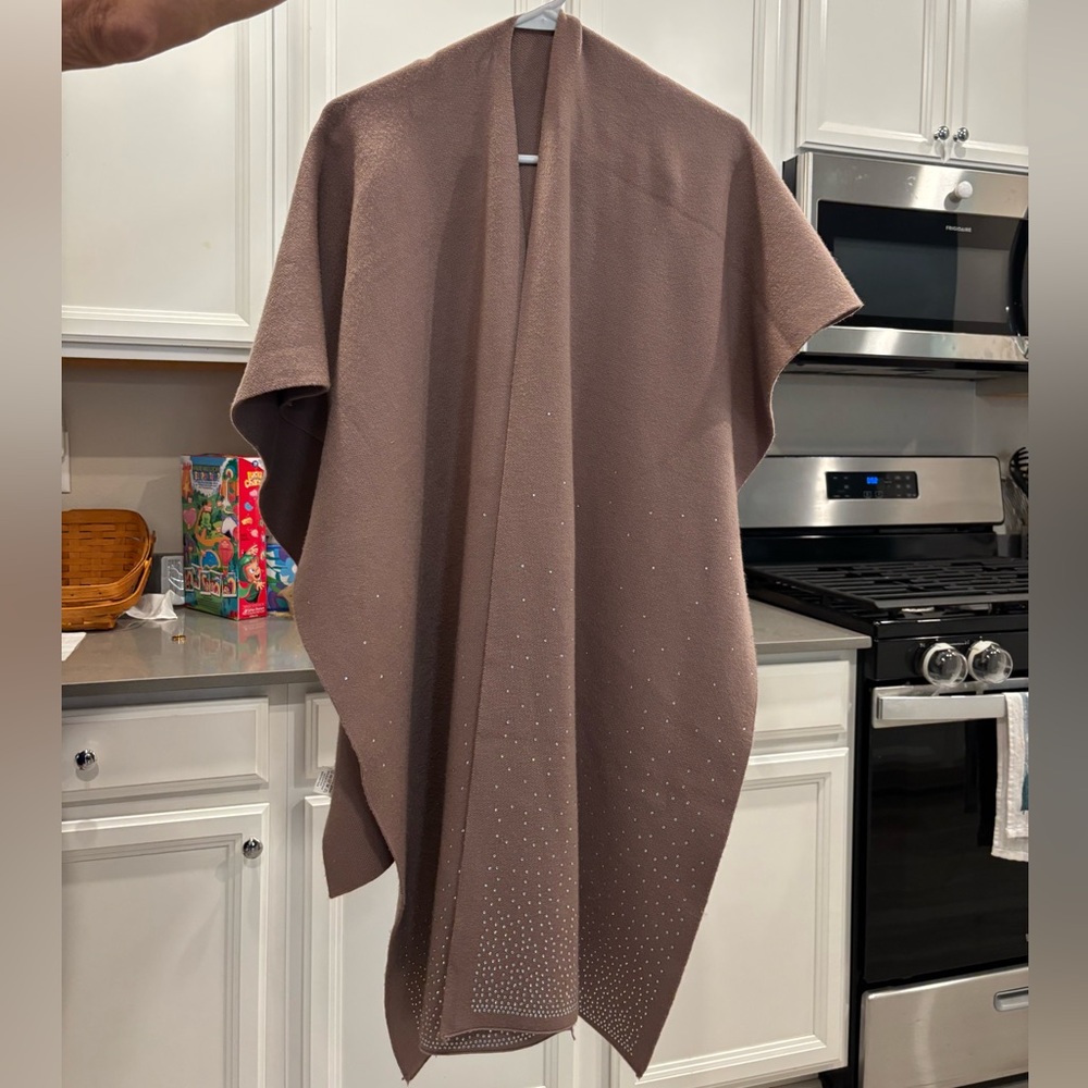 Elegant Brown Scarf with Rhinestone Detailing